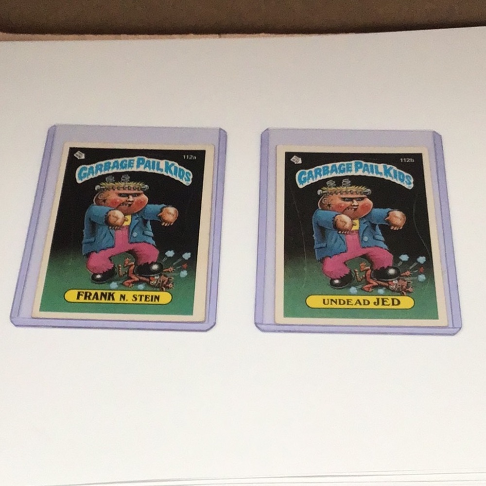 Garbage Pail Kids. Frank N .Stein 112a and Undead Jed 112b